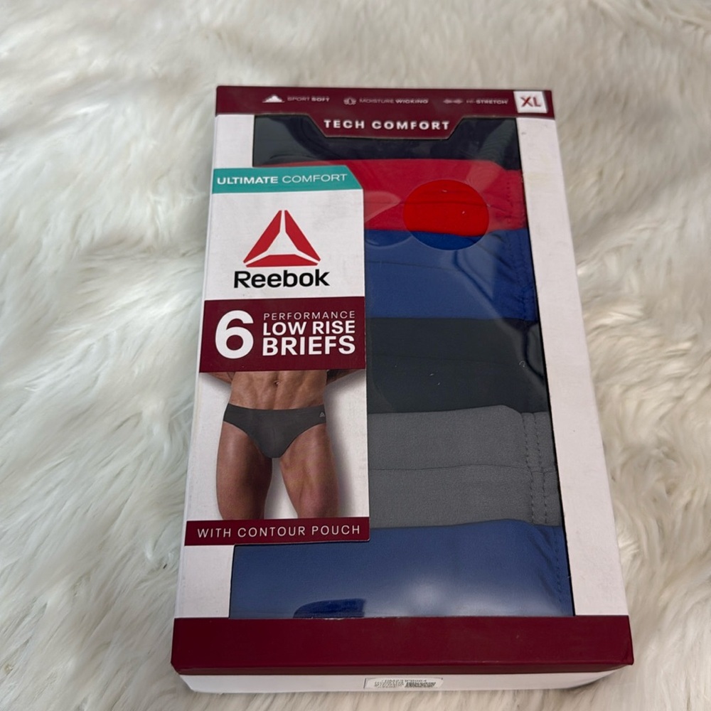 Reebok Performance Low Rise Briefs Multicolor 6 Pack Underwear New Mens XL